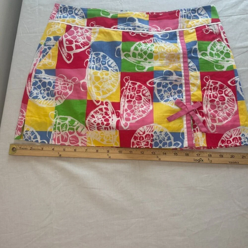 Lilly Pulitzer Rollin' Turtle Colorblock Chino Skort Size 6 HTF Print Women's